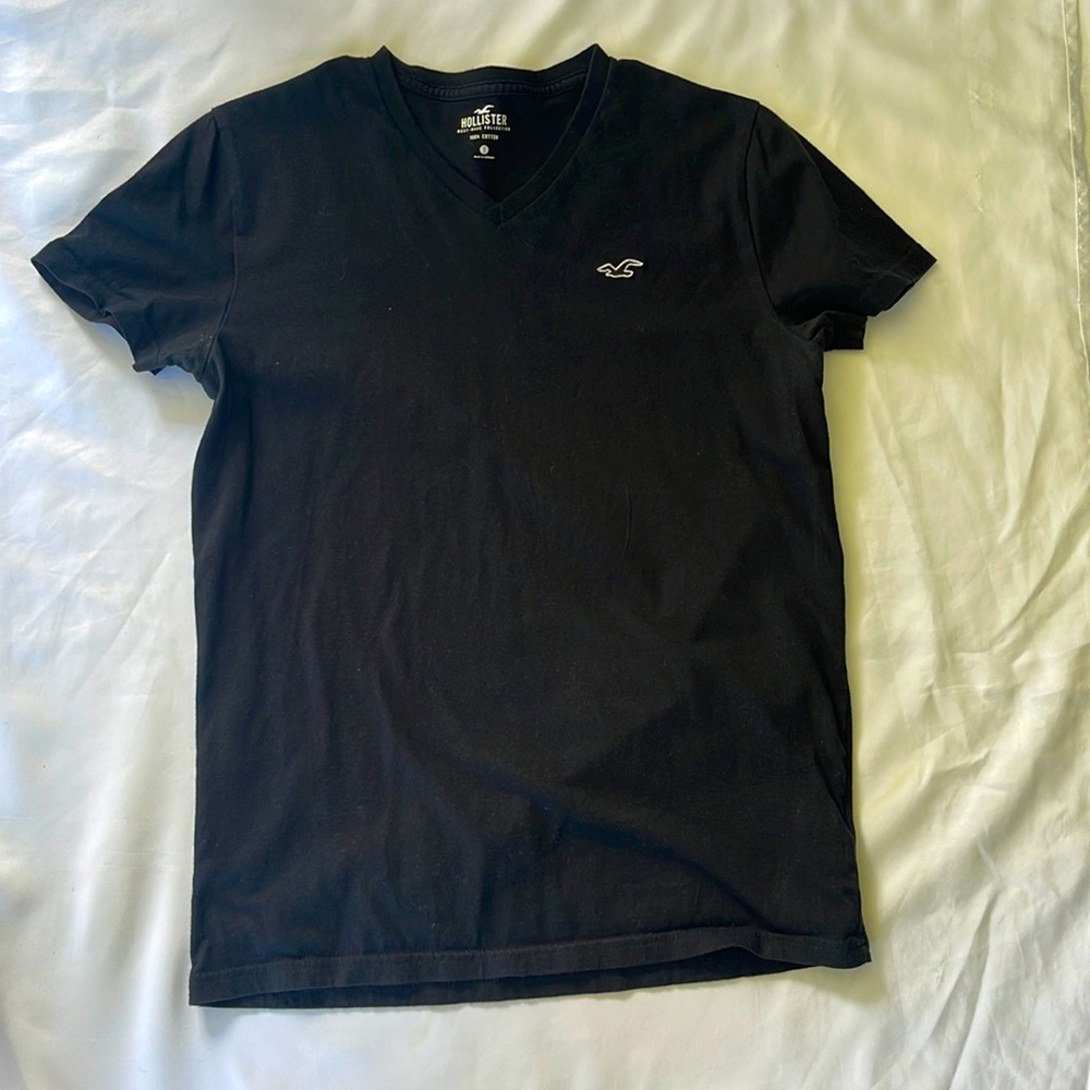 Black V Neck Hollister T Shirt